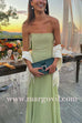 Margovil Strapless Tube Patchwork Pleated Maxi Dress