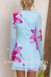 Ruffle Neck Long Sleeves Tie Front Floral Print Mini Dress