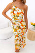 Margovil One Shoulder High Waist Mermaid Floral Cami Dress