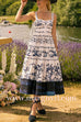 Tie Knot Strappy Tiered Floral Print Midi Dress