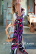 Spaghetti Straps Side Slit Abstract Print Maxi Dress