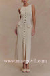 Margovil Sleeveless Button Down Slit Ribbed Knit Maxi Dress