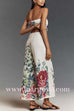 Margovil Floral Print Strapless Ruffle Tube Top and Smocked Waist Wide Leg Pants