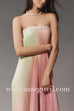 Margovil Strapless Color Block Gradient Pleated Maxi Dress