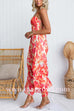 Sunset Watercolor Tie Back Slit Maxi Cami Dress