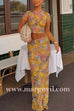 Margovil Lace Floral Print Short Sleeves Crop Top and Bodycon Maxi Skirt Set