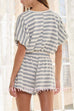 Margovil Striped Short Sleeves Crop Top and Elastic Waist Pocketed Shorts Set