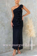 Margovil One Shoulder Slit Ruffle Mesh Maxi Dress