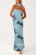 Margovil Strapless Tube Floral Print Bodycon Maxi Dress