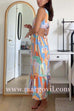 Sleeveless Open Back Printed Ruffle Midi Dress