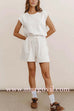 Cap Sleeves Drawstring Waist Pocketed Romper