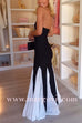 Strapless Color Block Bodycon Flare Maxi Dress