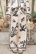 Margovil Wide Leg Reef Print Satin Pants