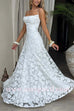 Margovil Spaghetti Strap Backless Lace-up Jacquard Maxi Dress