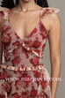 V Neck Sleeveless Floral Print Ruffles Maxi Dress