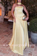 Strapless Drop Waist Satin Swing Maxi Dress