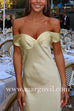 Margovil Off Shoulder Backless Cut Out Satin Maxi Dress