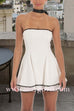 Margovil Strapless Scallop Lace Trim Ruffle Mini Dress