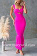 Margovil Sleeveless Cut Out Ruched Ruffle Bodycon Maxi Dress