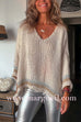 Margovil V Neck Long Sleeve Hollow Out Cozy Sweater