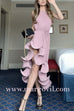 Sleeveless Sculpted Elegance Pleated Ruffle Midi Dress