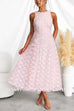Crewneck Sleeveless Fairy Lace Maxi Swing Dress