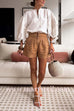 High Rise Tailored Linen Shorts with Button Detail