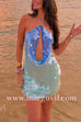 Margovil Halter Cut Out Open Back Sequin Mini Dress