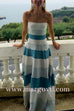 Strapless Color Block A-line Swing Maxi Dress
