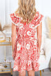 V Neck Layered Ruffle Sleeves Printed A-line Dress