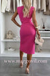 Margovil Crewneck Sleeveless Slit Bodycon Midi Dress