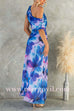 Asymmetric One Shoulder Ruched Waist Floral Print Maxi Dress