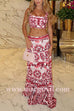 Boho Tile Print Crop Cami Top and Maxi Skirt Set