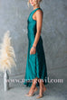 Margovil One Shoulder Cut Out Waist Pleated Satin Maxi Dress