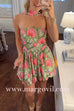 Margovil Strapless Floral Print Mini Dress with Scarf