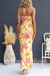 Spaghetti Strap Lace-up Floral Print Maxi Dress