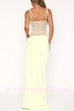Margovil Tie Shoulder Cut Out Lace Splice Maxi Cami Dress