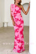 Ruffle One Shoulder Floral Mesh Maxi Dress
