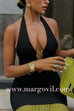 Margovil Halter Open Back Cut Out Slit Ruffle Maxi Dress