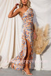 One Shoulder Sleeveless High Slit Floral Maxi Party Dress