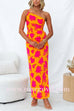 Margovil One Shoulder Side Split Printed Cami Maxi Dress