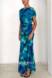 Off Shoulder Ruched Lagoon Print Maxi Dress