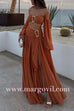 Margovil Ruched Waist High Slit Flowy Maxi Skirt