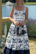 Tie Knot Strappy Tiered Floral Print Midi Dress