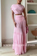 Ruched Crop Top and Elastic Waist Ruffle Tiered Maxi Skirt Set
