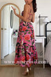 Tropical Bloom Strappy Backless Ruffle Maxi Dress