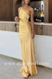 Margovil One Shoulder Open Back Tie Knot Satin Maxi Dress