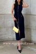 Margovil Sleeveless Button Down Slit Ribbed Knit Maxi Dress