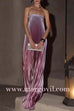 Margovil Strapless Tube Gradient Ombre Satin Maxi Party Dress