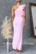 Margovil Frill One Shoulder Cut Out Bodycon Maxi Dress
